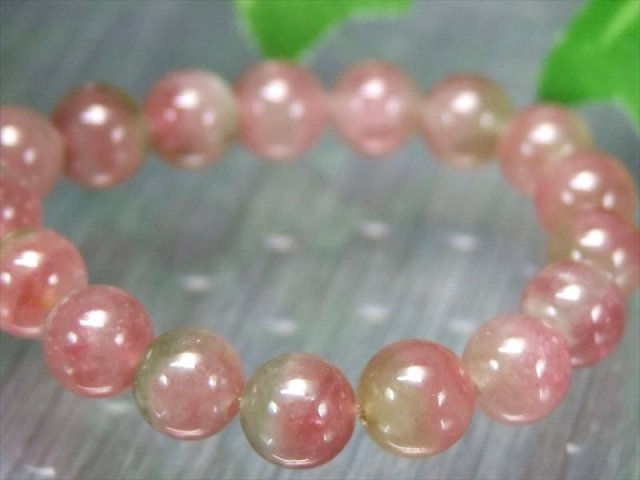 明るめカラー 5A ウォーターメロン トルマリン ブレスレット 6.5mm-7mm×28珠 若さと美しさを保つ 一点物 ブラジル産 パワーストーン 天然石 バイカラー