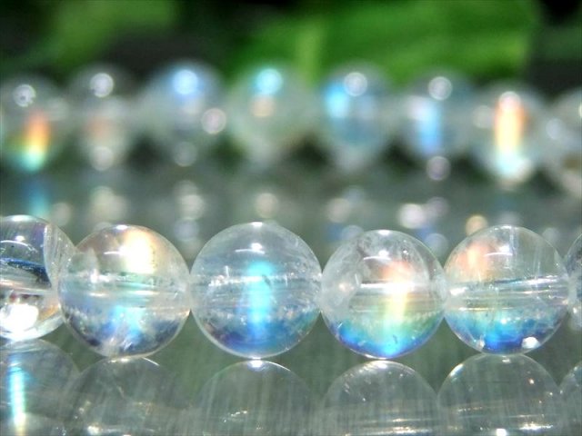 超透明 S級 レインボー ムーンストーン ホワイトラブラドライト ブレスレット 6.5mm-7mm×27珠 心の安定をもたらしてくれる慈愛の石 6月の誕生石 一点もの