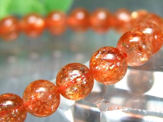 超透明 S級 サンストーン ブレスレット 6mm-6.5mm×27珠 最高級たっぷりインクルージョン 極上アベンチュレッセンス 太陽神の象徴 タンザニア産 bl-p-g