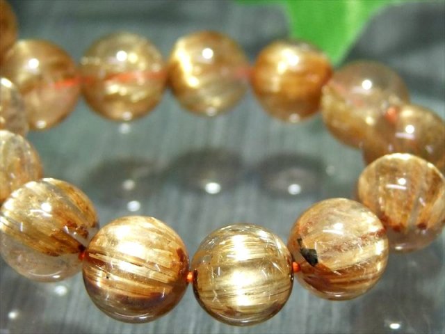 キャッツアイ効果あり S級 キャッツアイ ゴールドルチル クォーツ ブレスレット 7mm-7.5mm×26珠 ギラギラゴールド 一点もの ブラジル産 bl-s パワーストーン