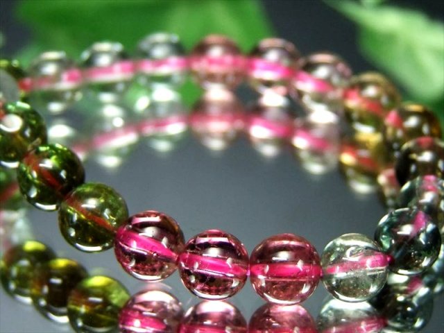 超透明 S級 MIXカラー トルマリン ブレスレット 5.5mm-6mm×30珠 超透明キャンディーカラー 10月の誕生石 心に活力と勇気を与える石 1点もの 一点もの