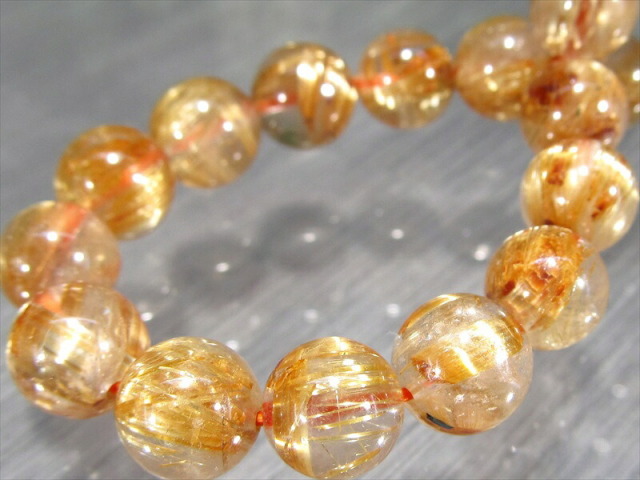 キャッツアイ 効果 あり 5A キャッツアイ ゴールドルチル クォーツ ブレスレット 7mm-7.5mm×26珠 ギラギラゴールド 一点もの ブラジル産 bl-s