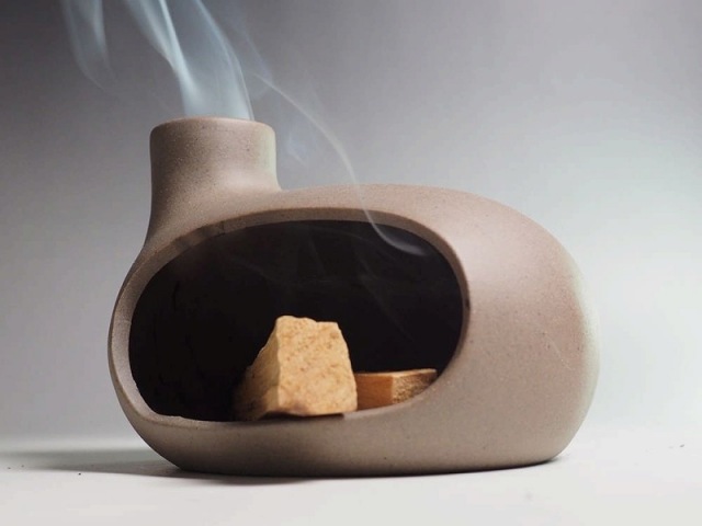 モダンセラミック インセンスバーナー 卓上暖炉型 横幅約12cm 高さ約