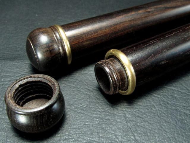 紫檀木のお香立て お香ボックス 全長約23.5センチ 丸筒禅シリーズD