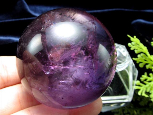 レア虹入りロマネサイトインアメジスト玉丸ロマネシュ鉱天然石置物開運