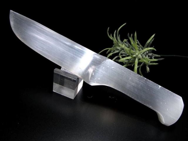 小サイズ 美品キャッツアイ セレナイト (ジプサム 透石膏) 1個売り アセイミー(短剣) 全長約20cm 癒しの石 聖母マリアのガラス シルクのような繊維質 モロッコ産