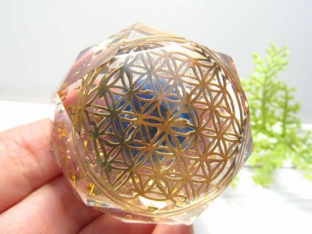 神聖幾何学系 多面体オルゴナイト (ラピスラズリ丸玉入り