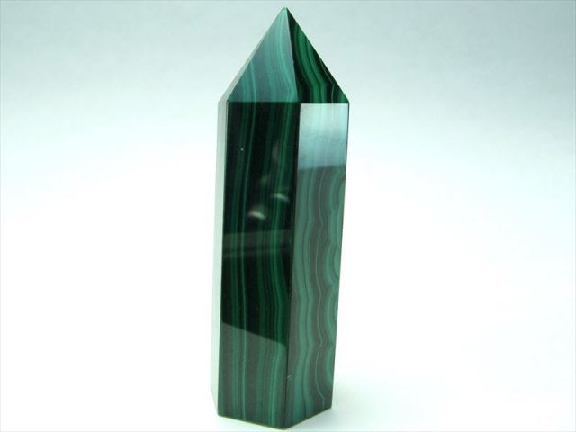 極上グリーン マラカイト ミニ六角柱 ポイント置物 高さ約55mm 重さ41g