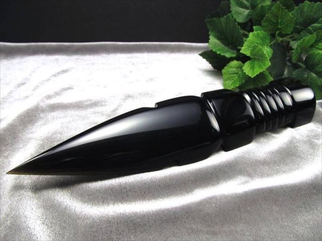 ブラック・オブシディアン ナイフ タイプB 長さ約17.5cm-19cm ブラック・オブシディアン ナイフ タイプB 長さ約17.5cm-19cm