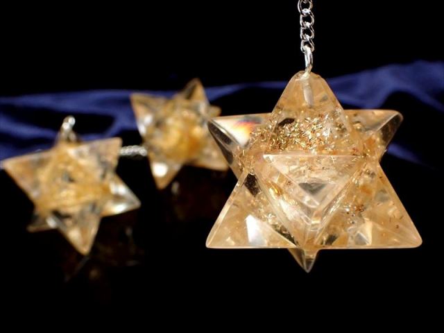 オルゴナイト マカバスター ペンデュラム シトリン 縦約33mm-37mm 1個売り 星型八面体 精神と肉体の調整に ブラジル産