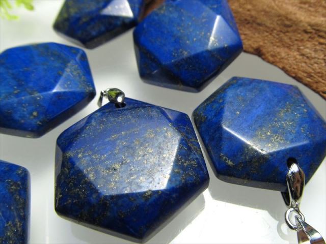 ラピスラズリ 六芒星カット ペンダントトップ 石サイズ縦約28mm