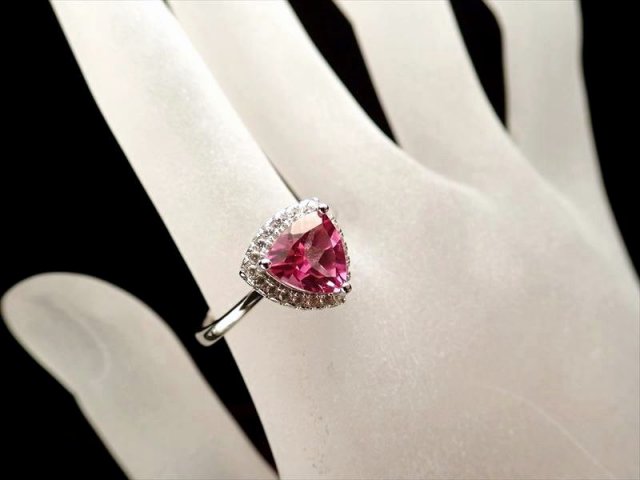 激安宣言 5A ピンクトパーズ リング トリリアントカット 石サイズ縦約