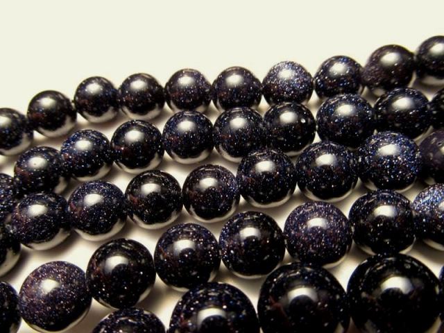 約8mm珠 ブルーゴールドストーン(紫金石) 一連 約36cm-38cm 人工