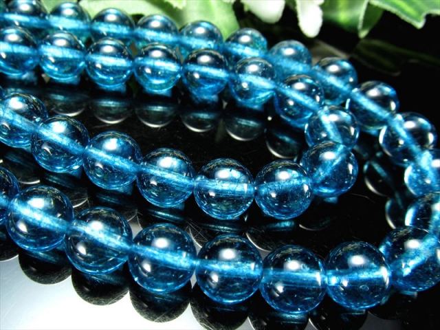 2A 12mm-12.5mm珠 スイスブルー クォーツ 一連 約38-40cm 透明 
