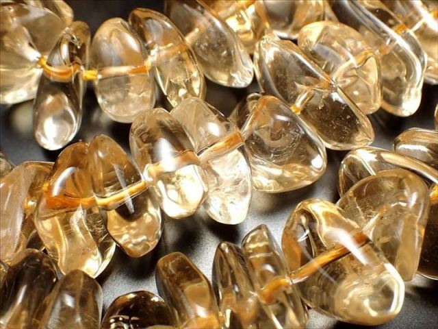 シトリン大粒 さざれ連 幅約11mm-15mm 一連 約38-40cm 金運超UPのマストアイテム 商売繁盛と豊かな富をもたらす幸運の石 ブラジル産