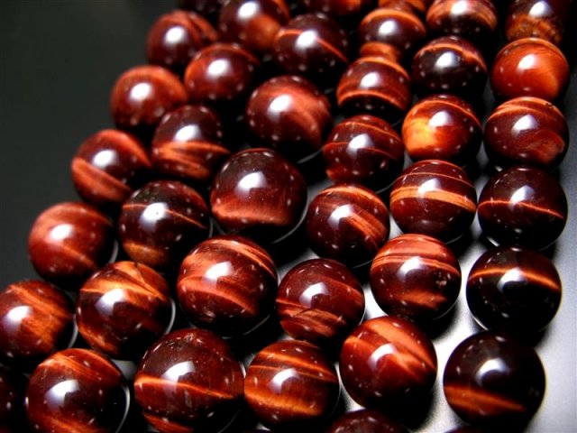 激安宣言 4A 約14mm珠 極上タイガーアイ(レッド) 一連 約37-39cm 極上 天然石 ビーズ パワーストーン 南アフリカ産 geki