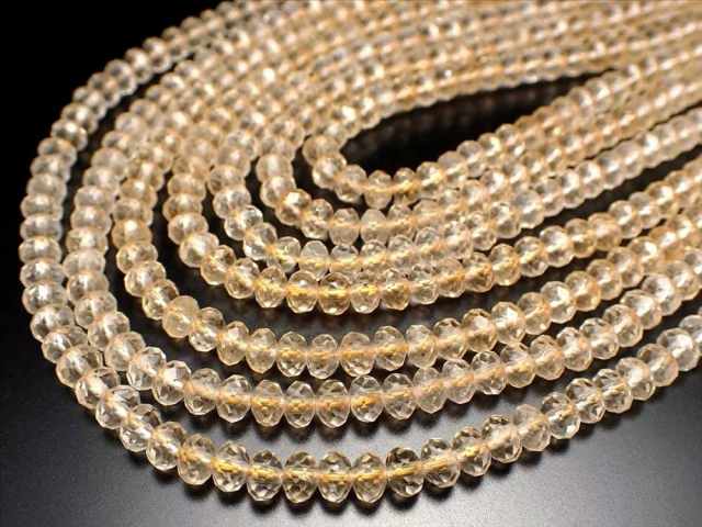 3A 4mm レインボーシトリン 繊細ボタンカット 一連 約38-40cm ロンデル ブラジル産