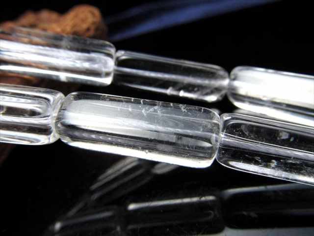 天然水晶 角パイプ型 連 縦約19mm-20mm×幅約5.5mm-6.5mm 長さ約38-40cm