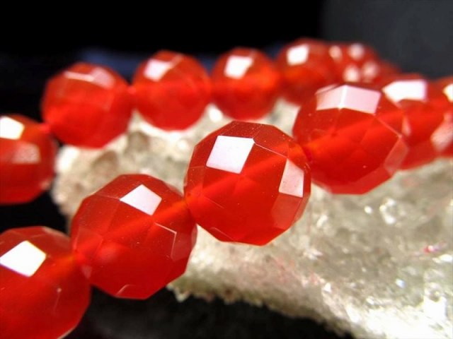 激安宣言 64面カット 約10mm珠 あかメノウ(カーネリアン) 一連 約37-39cm ブラジル産 geki