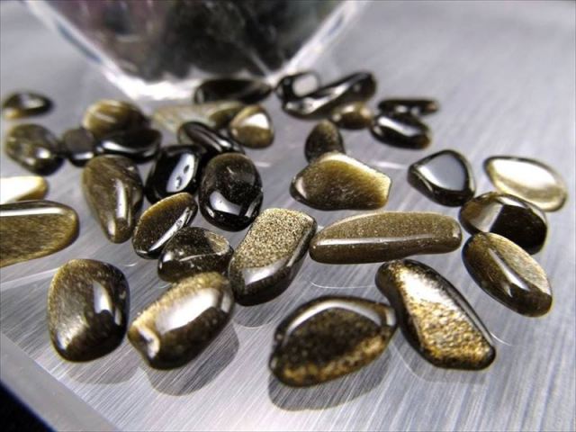 小サイズ ゴールデンシャインオブシディアン さざれ 約200g 粒約2mm 