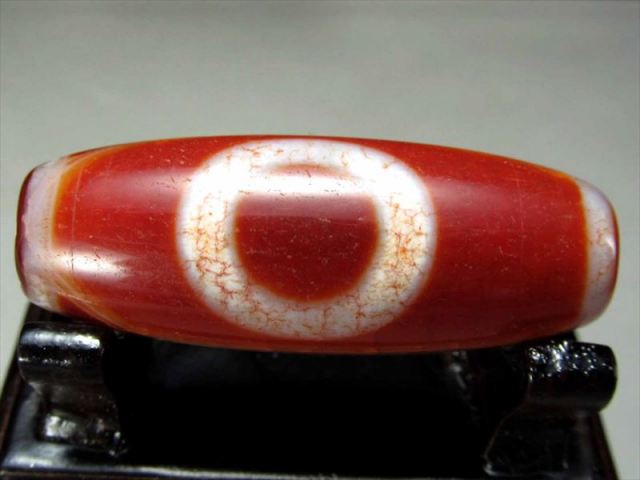 一眼 卍（まんじ）紅朱砂龍紋天珠 約39mm 1個売り 一眼天珠 卍天珠 