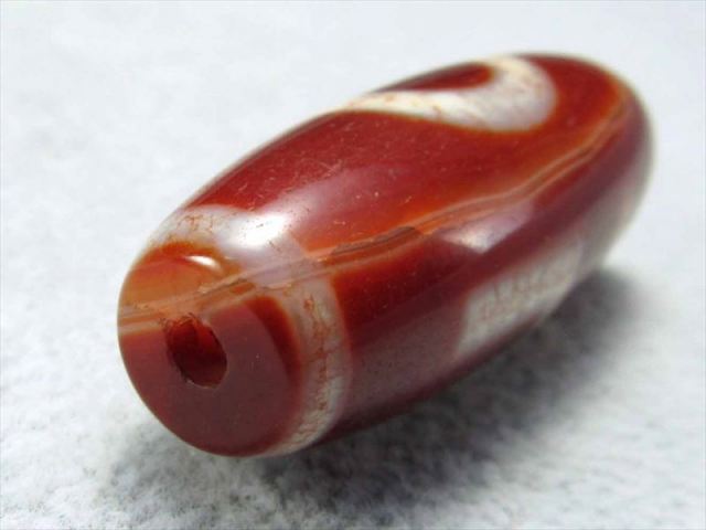 一眼 卍（まんじ）紅朱砂龍紋天珠 約39mm 1個売り 一眼天珠 卍天珠 