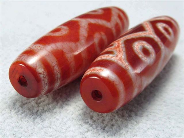 天地 天珠 朱砂紅肉橘 チベット 似つかわしく 天珠ワールドNo.4 