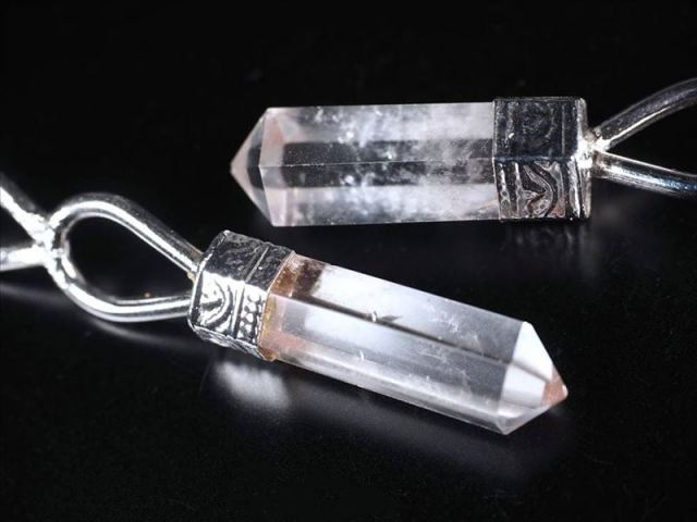 ドロップ型メタル付き ヒマラヤ水晶 マジックワンド 全長約16cm-17cm 1