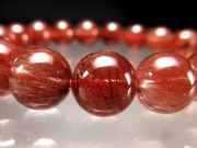 濃厚 4A レッドルチルクォーツ ブレスレット 10mm-10.5mm×19珠 透明赤針 たっぷり繊細ルチル 信頼関係を築く石 パワーストーン ブラジル産