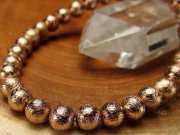 ギベオン ブレスレット 6mm-6.5mm×30珠 28.2g ピンクゴールド 本物 ミステリアスな宇宙から来た鉱物 1点物 ナミビア産 migi