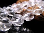 激安宣言 波カット 約10mm珠 天然水晶 クリスタル 一連 約38-40cm ウェーブ型 ブラジル産 geki パワーストーン 天然石