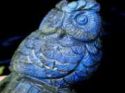 縁起物ふくろう 不苦労 ラブラドライト フクロウ 彫刻置物 重さ221g 幅32mm 幸運を呼び込む鳥 1点物 マダガスカル産 パワーストーン 天然石