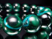 鑑別書付属 稲妻のようなブルーマーブル クリソコラ マラカイト ブレスレット 13mm-13.5mm×16珠 日本初上陸 ブルーライトニング 大人気のヒーリングストーン