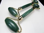 天然石 美顔ローラー アベンチュリン 全長約145mm 砂金水晶 ゴールドカラー金具