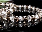水晶 スモーキークォーツ ファセット多面ボタンカット ブレスレット 6mm-7mm×37珠前後 透明感抜群 クリスタル 煙水晶 多面カット 浄化 魔除け 邪気払い