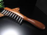 高純度 テラヘルツ マッサージ ブラシ 全長約20cm テラヘルツ長さ約2-2.5cm 木製ハンドル リンパマッサージに 艶やかメタリック