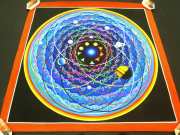 僧侶・タンカ絵師による肉筆 曼荼羅 / マンダラ 精密画 / タンカ サイズ約54cm×54cm チベット仏教 悟りの図像・仏教美術 100%木綿 コットン 台紙 種子