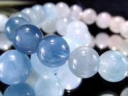 AA+ アクアマリン ブレスレット 7mm-7.5mm×26珠前後 3月誕生石 ふんわりブルーグラデーション シラー入りの珠も ブラジル産