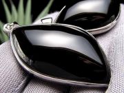 特大ペンダント モリオン 黒水晶 マーキス型 ペンダントトップ 石サイズ最大幅約33mm-35mm 1個売り Silver925 最強の魔除け・厄除けの石 チベット産