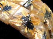 希少な太陽放射タイプ 3A ゴールドルチルクォーツ バングル ブレスレット 幅約13mm 母岩からの放射状の針結晶 太陽タイチン 迫力のバングルタイプ ブラジル産