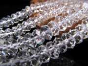 激安宣言 キラキラカット 約4mm-4.5mm 厚み 約2mm 溶錬水晶 ボタンカット 一連 約37-39cm ロンデル geki パワーストーン 天然石