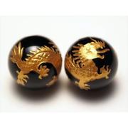 手彫り秀逸 金塗り オニキス金龍 10mm 1珠 オニキス金龍 ドラゴンボール tu-p