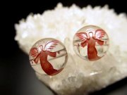 1珠売り 手彫り天使 エンジェル 10mm ピンク 横穴タイプ