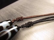 天珠 デザイン組み紐ネックレス 首周りサイズ0cm-60cm サイズ調節付き シンプルで太めのひもタイプ 選べる2色ブラック&ブラウン タイプG パワーストーン