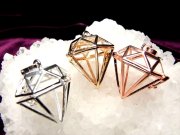 入れ替え可能 ダイヤモンド型 3色のストーン入れ替えペンダントトップ 約14mmまでの天然石が入ります pe-s パワーストーン 天然石