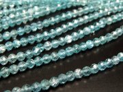 極小サイズ4A 約2.5mm スカイブルーアパタイト ミラーカット 一連 約38-40cm 超透明 ネックレスなどに ブラジル産