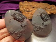 激安宣言 透明オブシディアン 黒曜石 白衣観音御尊顔彫り カービングプレート タイプB フロストタイプ 縦約56mm メキシコ産 geki-obG10 パワーストーン 天然石