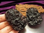 激安宣言 透明オブシディアン 黒曜石 龍彫り カービングプレート 縦約55mm ドラゴン メキシコ産 geki-obG36 パワーストーン 天然石
