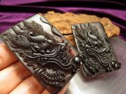 激安宣言 透明オブシディアン 黒曜石 龍彫り カービングプレート 縦約60mm メキシコ産 geki-obG74 パワーストーン 天然石 ss-30