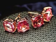 激安宣言 5A ピンクトパーズ クッションカット ピアス 石サイズ約7mm シンプル四つ爪タイプ ピンクゴールドカラー ブラジル産 geki-7070C33 パワーストーン